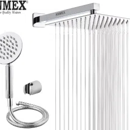 ANMEX COMBO of SS304 UltraSlim High Pressure Rainfall Shower Head With Shower Fit Arm HandShower (SS),SS304 1.5mtr Tube And Hook 6X6+18Inch Arm+HandShower Set)-13