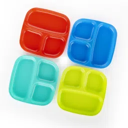 3 Partition Unbreakable Food Plate, Kids Plate(Pack of 4) Sectioned Plate-image-14