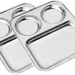 Lunch/Dinner Plate / Bhojan Thali 3 in 1 Compartments Plate Pack of 2 Sectioned Plate-image-44