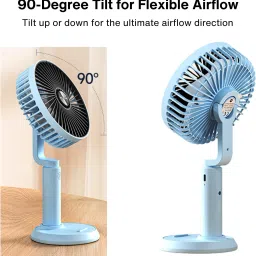 Artifax Rechargeable Portable Fan | 90° Rotation | 3-Speed | Built-in Mobile Holder | Compact and Easy to Use USB Fan image 3