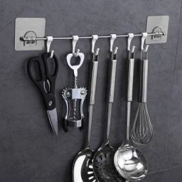 Plastic ABS and Stainless Steel Self Adhesive Magic Sticker Wall Hanging 6 Hooks Door Hanger-image-51