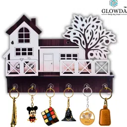 House Design Wooden Key Holder | Wall Mounted Key Stand with Tree Cutout Decor Wood Key Holder-image-71