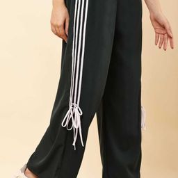 classi kaari Women Striped Green Track Pants-picture-1