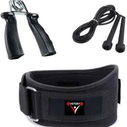 Combo Supreme Gym Belt (M) Size (30-34) & Hand Grip & Skipping Rope Fitness Accessory Kit Kit-image-73