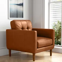 timberly Shlok Leatherette Arm Chair In Light Brown Colour-picture-2