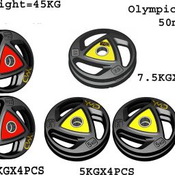 45 kg Olympic Weight Plates (2.5Kgx4pcs + 5Kgx4pcs + 7.5Kgx2pcs)- 50 mm Color May Vary Home Gym Combo-image-17