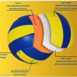 ashi traders Synthetic soft volleyboll bolls With Nylons net And With Air pump best quality Volleyball - Size: 4 image 2