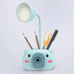 geekmonkey 4in1 Camera Shaped Rechargeable Table Lamp Night Lamp Night Lamp with Pencil Sharpener Pen Stand Mobile Stand for Girls Boys, Pack of 1 Study Lamp image 3