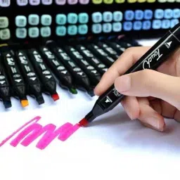 aashro mall 60Pcs Color Dual Tip Art Markers Set Brush & Chisel Sketch Marker ART Nib Sketch Pens image 2