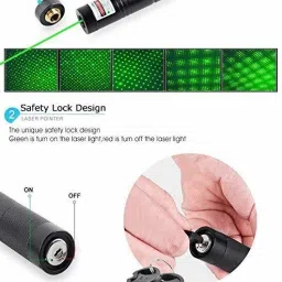 Pelupa 303 Green Laser Pointer 2 in 1 Out Put Power 100 MW,Class 3rd B,Output Wavelength 532NM with Starry Lense,Battery,Charger& Sefty Keys image 3