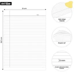 eclet A4 Size One Side Ruled white Sheet (Pack of 40 Sheets) for Project/Assignment/Practical/Homework(A4-40-white) A4 100 gsm Project Paper image 3