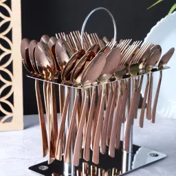 stallaa Modern Design & Mirror Polished, Dishwasher Safe (Copper) Stainless Steel Cutlery Set image 2