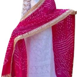 Art Silk Self Design Pink Women Dupatta-2