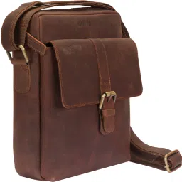 Brown Men Sling Bag 100% Genuine Leather hunter Mens Sling Bag-image-85