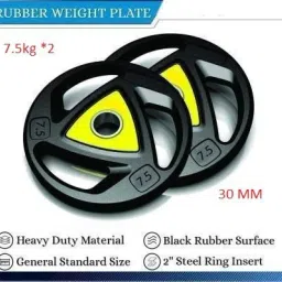 15 kg Quality Triangle Weight Plates (7.5 Kg x2 )- 30 mm Hole Black Home Gym Combo-7