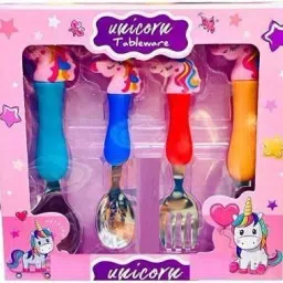 Pack of 4 Stainless Steel Unicorn Tableware Set Cutlery Unicorn Spoon and Fork Set for Babies Set of 4 Includes 2- plastic-21