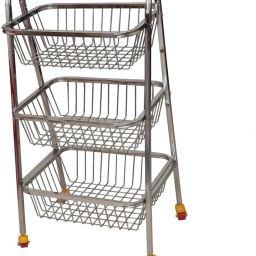 DHSVS Stainless Steel Square Fruit & Vegetable Basket Trolley | Steel Kitchen Trolley Stainless Steel Kitchen Trolley-21