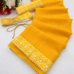 Solid/Plain Bollywood Georgette Saree-image-29