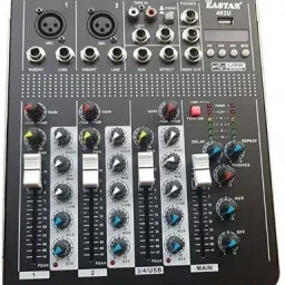 adiohub 4 Channel Mixing Console Bluetooth Compatible Professional Portable Digital DJ Console w/USB 4 Channel Mixer Audio Interface-Mixing Boards For Studio Recording, Black Digital Sound Mixer image 3