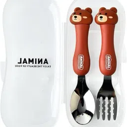 Portable Children's Cutlery Set with Storage Case Fork and Spoon Stainless Steel Cutlery Set-image-19