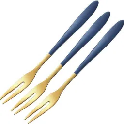Blue Mini Fruit Forks for Cake Dessert Salad Mooncake Tasting Appetizer Stainless Steel Fruit Fork Set-15