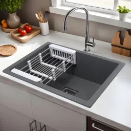 Quartz Single Bowl | 24x18x9 inches Kitchen Sink | Smoke Grey Matte Finish | Quartz Single Bowl 24x18x9 inches Kitchen Sink| Smoke Grey Matte Finish Vessel Sink-image-74