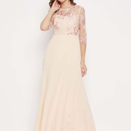 madame Women Maxi Beige Full Length Dress-picture-32