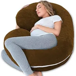 C-Shaped Pregnancy Pillow | Maternity Body Pillow for Sleeping | Velvet Cover Polyester Fibre Stripes, Solid Pregnancy Pillow Pack of 1-13