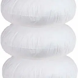 Micro Fiber Round Pillow Inserts, 16 x 16 Inch, White Microfibre Solid Cushion Pack of 3-8