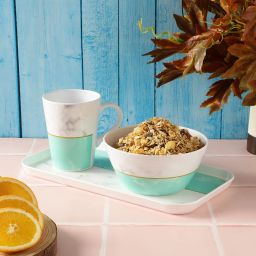 voidrop Breakfast and Snack 3 Pcs Set for Multipurpose Combo of Bowl & Mug with Tray - Melamine image 2