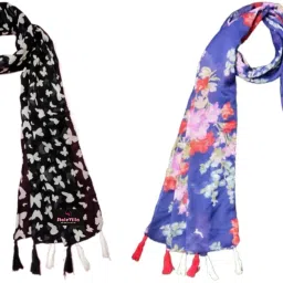 Printed Chiffon Women Multicolor Scarf, Stole, Fancy Scarf-image-81