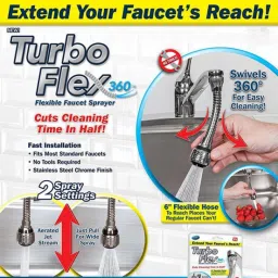 Turbo Flex 360 Sink Faucet Sprayer Jet Stream or Spray 6" Faucet Extension Faucet Nozzle-15