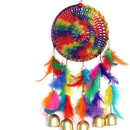 Metal, Bell, Feather, Bead, Wind Chime Dream Catcher for Decor, Bedroom, Balcony Feather, Crystal, Steel, Nylon Windchime-22