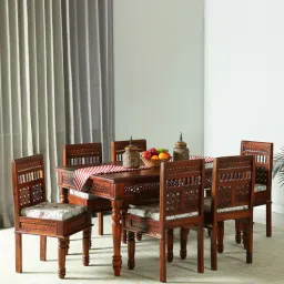 mudramark from pepperfry Avantika Sheesham Wood 6 Seater Dining Set In Scratch Resistant Honey Oak Finish-picture-47