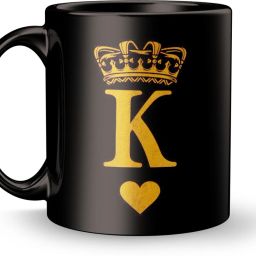 K Letter Design print Gift for Boyfriend Ceramic Coffee Mug-image-1