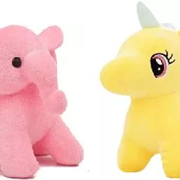 Combo of 2 Soft Toys Unicorn With Pink Elephant Stuffed Soft Toy For Kids - 30 cm-12