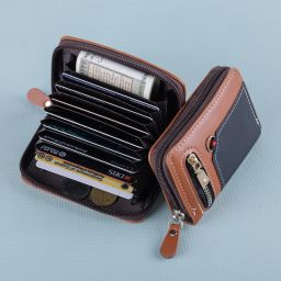 Men & Women Casual Brown Genuine Leather RFID Card Holder-image-60