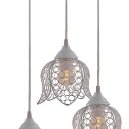 homesake 3-lights Round Cluster Chandelier White Lotus Hanging Pendant Light with Braided Cord Pendant Lamp Ceiling Lamp-picture-27