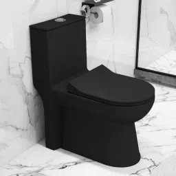 Ceramic Rimless Western Toilet Commode & Soft Close Toilet Seat-S Trap APS-745-LEXUS-BLK Western Commode-25