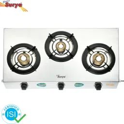 Stainless Steel Frame, 3 Burner Gas Stove With ISI Certified, Stainless Steel Manual Gas Stove-image-71