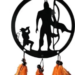 Jai shree ram + Hanuman ji Dream Catcher Orange Feather Dream Catcher-6