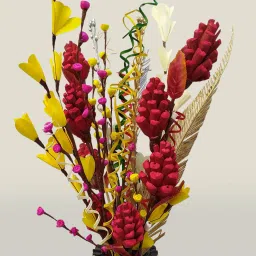 Handcrafted Palm Dried Stick for Flower Vase (Without Pot) Multicolor Lily, Wild Flower Artificial Flower-17