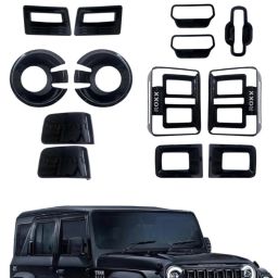 Piano Black Combo Kit Exterior Garnish Accessories- Thar Roxx 2024 Onwards Glossy MAHINDRA Thar Side Garnish-image-57