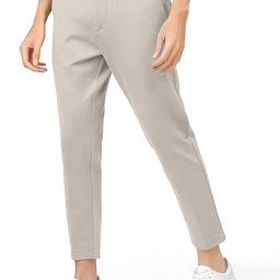 Men Slim Fit Grey Lycra Blend Trousers-image-5
