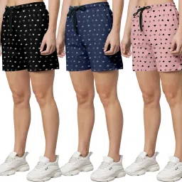 Pack of 3 Printed Women Multicolor Regular Shorts-image-82
