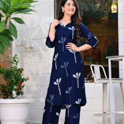 Women Viscose Rayon Kurta Pant Set-image-94