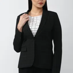 Women Checkered Single Breasted Casual Blazer-image-26