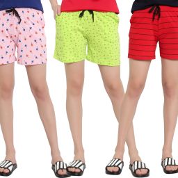 Pack of 3 Printed Women Multicolor Regular Shorts-image-35