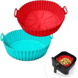 Nonstick Silicone Air Fryer Basket Baking Tray 2 PCS (Multicolor) Airfryer Tray-picture-27