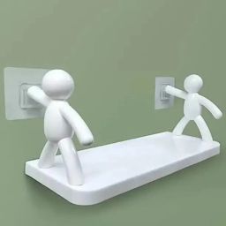 Bathroom, Kitchen Storage Human Hook Rack Floating Shelf Simple Wall Home Office Plastic Wall Shelf-image-88